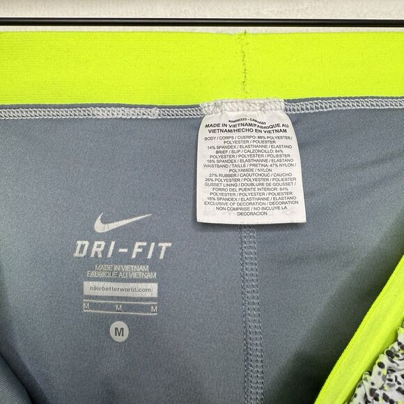 NIKE Dri-Fit Flex 2 In 1 Training Shorts Wolf Grey/Volt Neon Spotted Womens Sz M - Picture 6 of 7